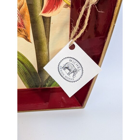 Michel Design Works Decoupage Wooden Tray 20" Red Lillie's Amaryllis WT144 - Picture 2 of 12